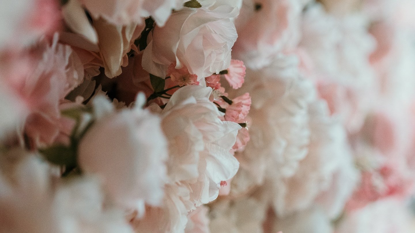 Flowers arranged for a studio event