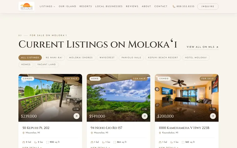 Property listings with MLS search